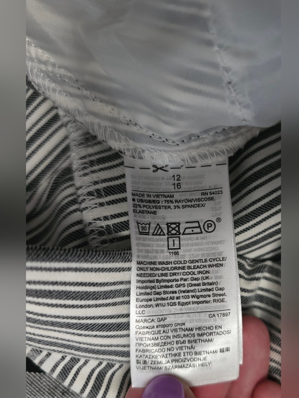 Gap Womens Signature Skinny Ankle Striped Casual Pants Size 12 - Picture 7 of 12